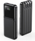 Power Bank 15000Mah USB C 22.5W Fast Charging Portable Charger | Built-In 4 Cables, QC 3.0 USB-C In/Out, LED Digital Display, Charge 5 Devices at Once, for Smartphones Tablets Outdoor Use